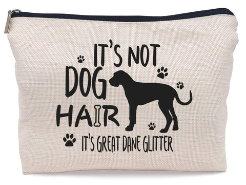 Lacosu It's Not Dog Hair It's Great Dane Glitter Makeup Bag,Funny Great Dane Cosmetic Makeup Bag for Dog Lovers Women Girls,Great Dane Mom Birthday Christmas Valentine's Day Gift Makeup Bag
