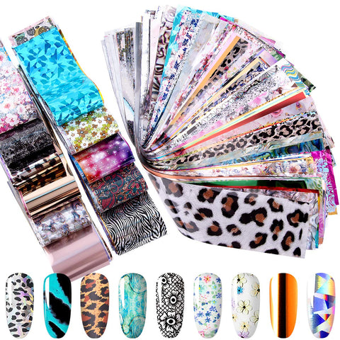 Duufin 300 Count Nail Stickers: Black, White, Multicolor Floral Astronomy Botanical Starry Sky Stars Nail Art Transfer Foil Stickers