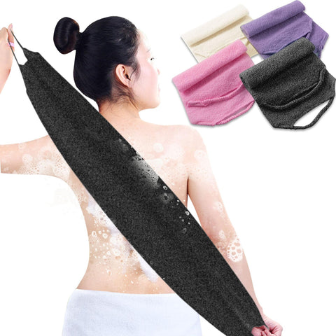 4Pcs Exfoliating Back Scrubber for Shower, Nylon Exfoliating Body Scrubber Washcloth, Stretchable Back Exfoliator Shower Back Scrubber with Handle, Back Washer Exfoliating Scrubber for Women Men