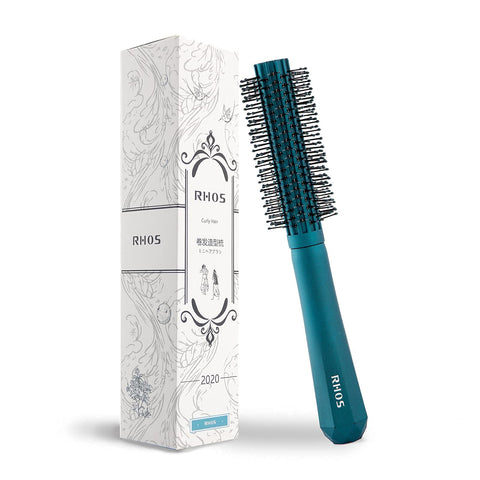 RHOS Round Hair Brush with Nylon Bristles for Styling & Salon Blowouts, Anti-Static Ionic Tech brush for Blow Drying,Curling, Straightening for Women & Men (Green)