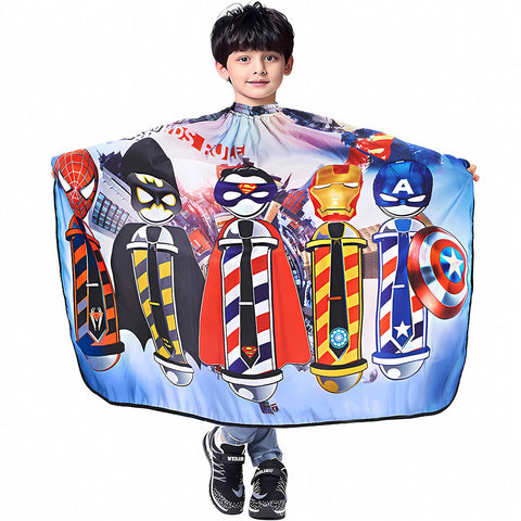 LEONAL Unisex Baber Cutting Cape Hairdressing Salon Hair Styling Cloth Apron Cover Gown (41"×47", CARTOON KIDS CHILDREN)