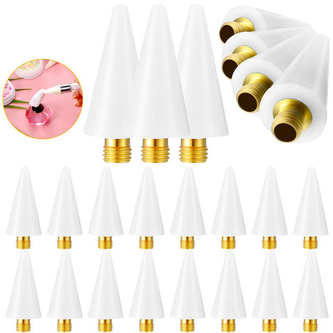 16 Pieces Nail Rhinestones Picker Wax Replacement Head Tips with Case for Nail Dotting Pen to Pick Up Nail Gem Jewelry, Replacement Wax Head Accessories (White)