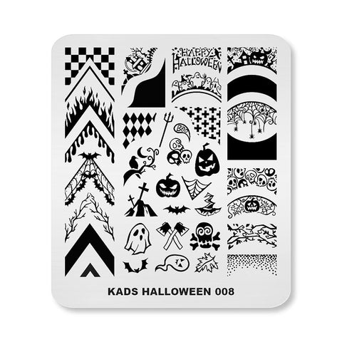KADS Nail Template Halloween Horrifying Pattern Pumpkin Lantern Skull Ghost Blood Bat Spider (HA008)