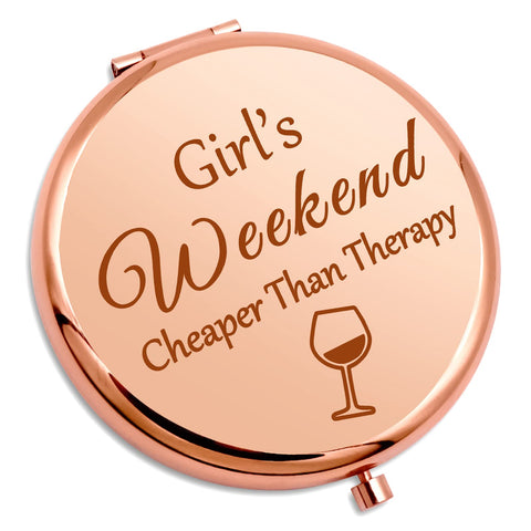 Girls Weekend Gifts for Women Girls Getaway Gift Compact Makeup Mirror Friendship Gift Trip Gift for Teens Sister Best Friend Bachelorette Party Gift Vacation Gift Travel Makeup Mirror Weekend Gift