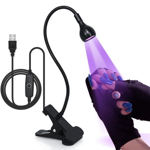 AORAEM Nail Lamp with UV Protection Gloves, 3W LED Gel Nail Dryer, 35NM Curing Light, Silver Metal, Indoor Use