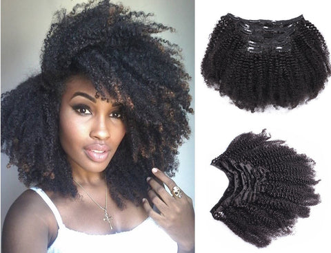 14, Afro Kinky Curly : Ms Fenda 4B 4C Afro Kinky Curly Clip In Hair Extensions Brazilian Remy Virgin Hair Natural Color 120Gram 7Pcs/Set (14", Afro Kinky Curly)