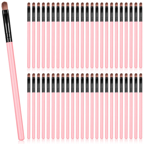 48 Pieces Small Concealer Brush Flat Lip Concealer Brushes Portable Eyebrow Brush Concealer Makeup Brush Synthetic Fiber Lip Brush Beauty Makeup Tools for Concealing Blending Setting Buffing (Pink)