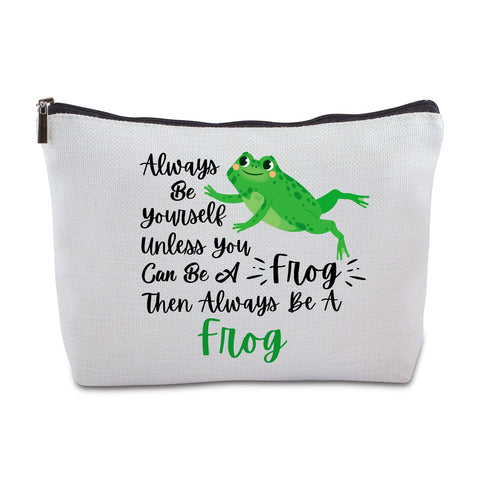 Frog Gifts for Frog Lover Funny Frog Travel Makeup Bag Unique Gifts Frog Inspirational Gift Frog Themed Gift Animal Lover Gift for Women Friend Sister for Birthday Christmas Graduation Gifts, white, White
