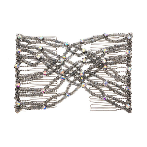 Casualfashion Bling Crystal Rhinestone Hair Clip Comb for Thin, Sleek, Straight Hair - Put Your Hair Up in Seconds w/No Damage, Creases, or Pain - Comfy UpDo, Ponytail, French Twist, Bun (Grey)
