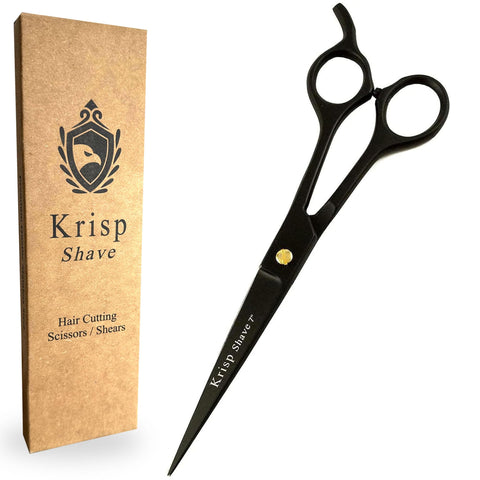 Professional Hair Cutting Scissors - Krisp Shave Japanese Stainless Steel Salon Barber Scissor (7 Inch) - Shears for Men's Beard Mustache Women Kids Pets Haircut All Purpose Shear, KSP-786