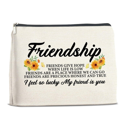 YeleY Friendship Gifts for Women Friends, Best Friends Makeup Bag for Birthday Christmas Graduation, Friendship Cosmetic Makeup Bag Gift, multicolor