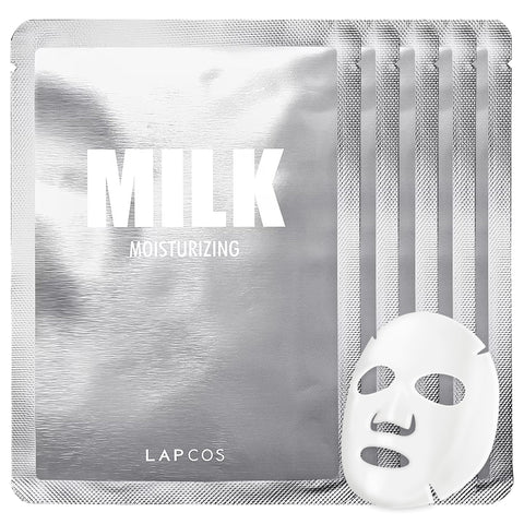LAPCOS Daily Skin Facial Sheet Mask 5 Pack â€“ Milk: Moisturizing