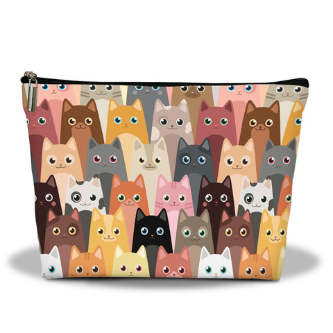 Ziyouza Makeup Bag, Kitty Travel Makeup Organizer Bag, Portable Toiletry Makeup Pouch, Storage Makeup Zipper Bag,Gifts for Women Sister Kitten Lover Wife Cat Owner Friend Girl Mom -23, Color