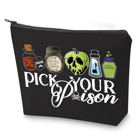 ZJXHPO Halloween Evil Queen Gift Villain Lover Gift Villain Poison Makeup Bag With Zipper Villain Canvas Tote Shoulder Bag, BL Poison, 23.5*17 cm, No