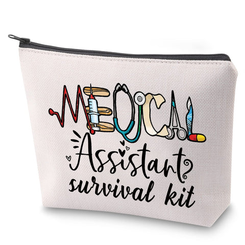 ZJXHPO Medical Assistant Survival Kit MA Medical Assistant Appreciation Gift Medical Assistant MA Makeup Bag With Zipper Clinical Nurse Toiletry Bag, MA Survival kit, No