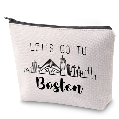ZJXHPO Boston Skyline Cosmetic Bag Sister Bestie Trip Travel Case Colorado Road Trip Gift Boston Souvenir Boston Vacation Travel Gift Sister Bestie Weekend Zipper Pouch, Boston, No