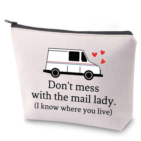 ZJXHPO Funny Mail Carrier Thank You Gift Don't Mess With The Mail Lady Cosmetic Bag Postal Worker Zipper Pouch Gift for Mailman, Mail Lady, 23.5*17 cm,