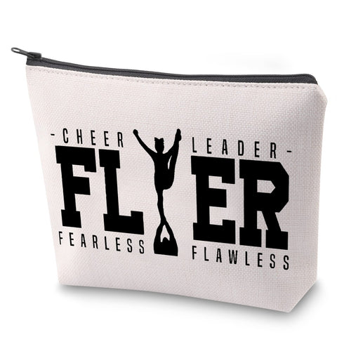Cheerleading Cosmetic Bag Cheer Leader Fearless Flawless Makeup Bag With Zipper Cheerleader Survival Kit Cheer Team Gift, FLER, 23.5*17 cm