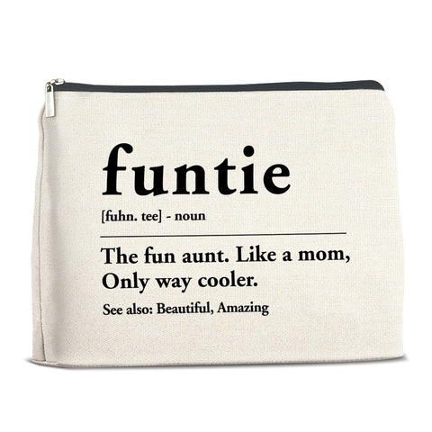 YeleY Funny Auntie Gifts - Gifts for Auntie Birthday Christmas Mother's Day - Auntie Gift Ideas - Auntie Makeup Bag - Funtie Definition Cosmetic Bag Makeup Zipper Pouch, multicolor