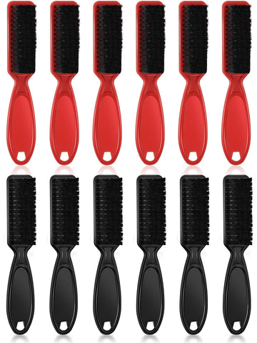 12 Pieces Barber Blade Cleaning Brush Clipper Cleaning Nylon Brush Clipper Cleaner Brush Barber Styling Brush Tool for Men, Black and Red