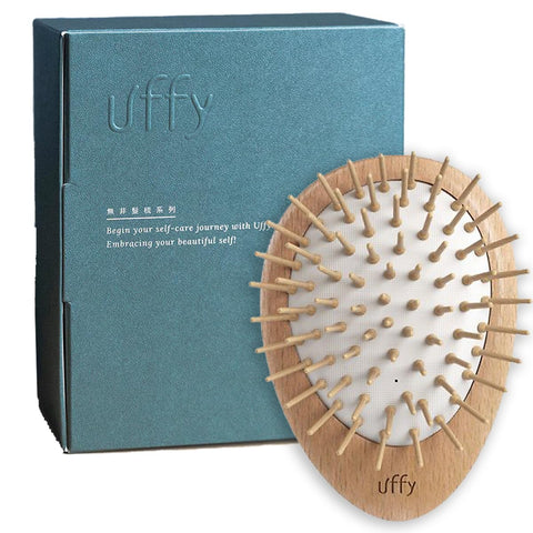 Uffy Hair Scalp Brush, Detangling Brush for Thick Hair, Hair Brush for Styling All Hair Types, Massage Brush for Long and Short Hair, Far Infrared Bamboo Bristle Beech Wood Massage Brush, AcuBrusher
