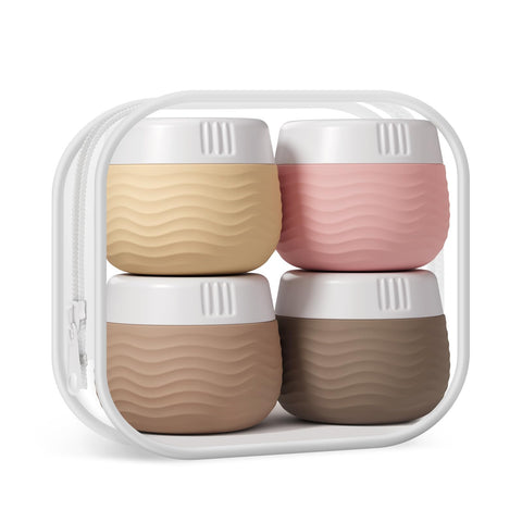 Yinke Travel Containers for Toiletries, Silicone Cream Jars, TSA Approved Travel Size Containers Creams, Leak-proof Essentials/Accessories with Lid for Cosmetic Face Body Cream(4 Pack)
