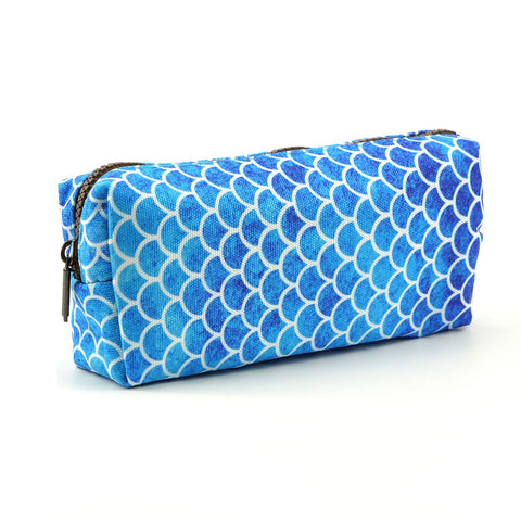 LParkin Mermaid Large Capacity Canvas Pencil Case Pen Bag Pouch Stationary Case Makeup Cosmetic Bag (Blue)