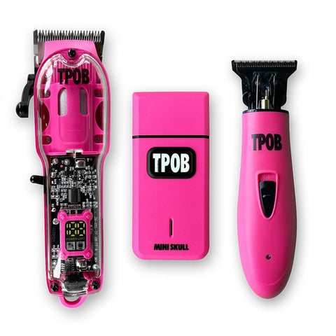 TPOB Candy Pack Professional Clipper/Trimmer/Shaver -Whisper Quiet Barber Clipper, Metal Moulded Taper Blades For The Closest Haircut And Beard Trims (Candy Pack) - Men, Pink