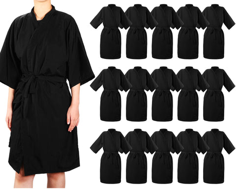 ramede 15 Pcs Salon Client Gown Robes Cape Kimono Style Hair Stylist Smock Salon Robes for Clients(Black), Black, Large