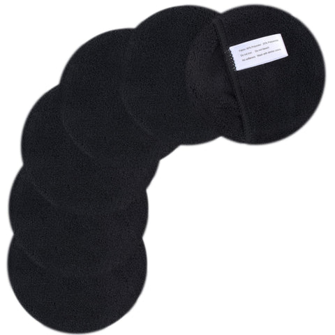 SUNLAND Reusable Makeup Remover Pads for Face,Eyes,Lips Microfiber Face Cleansing Gloves Washable Makeup Remover Cloth with Laundry Bag Rounds Pads (round 4inchx6pack, black)