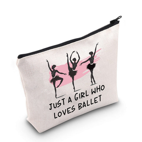 MEIKIUP Ballet Gift Ballet Dancer Makeup Bag Ballet Lover Gift Just A Girl Who Loves Ballet Travel Zipper Cosmetic Bag, Ballet bag,