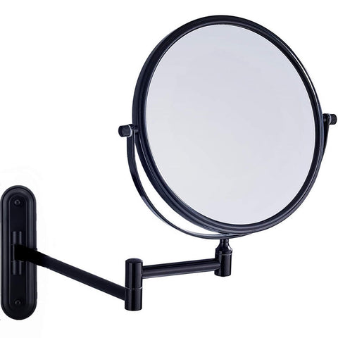 Gecious Wall Mounted Mirror Double Sided with 10X Magnification, Copper and Stainess Steel, Wall Mount Vanity Mirror Matte Black (10x Magnification, Matte Black)