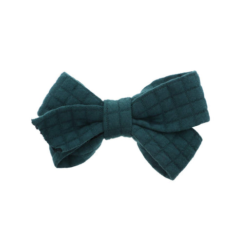 Hunter Quilted Cotton Bow Clip For Girls Toddlers Small