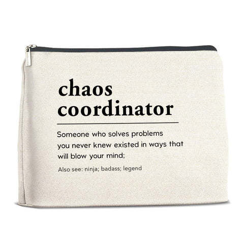 YeleY Chaos Coordinator Gift for Women - Thank You Gifts for Boss Coach Manager Teacher Coworker - Chaos Coordinator Definition Makeup Bag Cosmetic Bag Makeup Zipper Pouch, multicolor