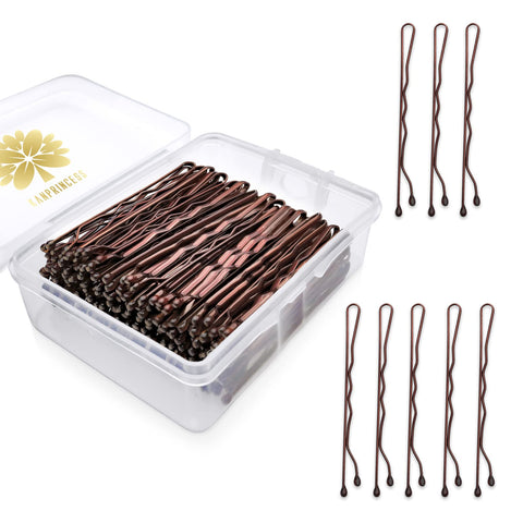 KANPRINCESS 100PCS 2Inches Hair Pins Kit Hair Clips Secure Hold Bobby Pins Hair Clips for Women Girls and Hairdressing Salon With Clear Storage Box(Bronze)