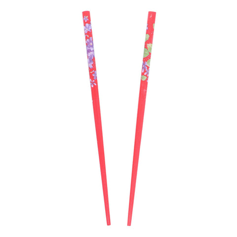 Set of Wooden Hair Sticks With Flowers Hair Pin Chopsticks - Red