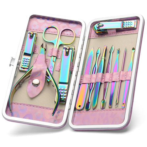CGBE Manicure Set Nail Clippers Set Pedicure 12 Pieces Stainless Steel Manicure Kit Professional Grooming Care Tools with Luxurious Travel Case
