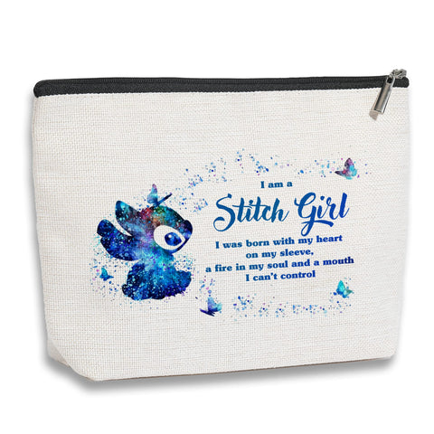 kdxpbpz Funny Cartoon Cosmetic Bag for Anime Fans, Cartoon Movie Inspired Makeup Bag, Travel Toiletry Makeup Organizer Zipper Pouch, I Am A Girl Bag Gifts for Tv Fans Girls, Beige