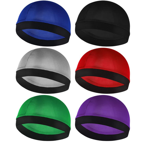 Molain 6Pcs Wave Cap for Men Silky Durags Elastic Band Wave Caps for 360 540 720 Waves Soft Breathable Satin Durag Unisex Adults Kids Skullies Beanies Hats Shower Cap