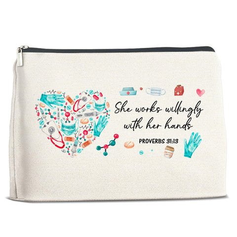 Nurse Gifts for Women, Nurse Makeup Bag Gifts, Thank You Gift for School Nurse Nurses Assistant Nurse Practitioner, Nurse Appreciation Cosmetic Bag Gift for Retirement Birthday Christmas, multicolour, 10" x 7"