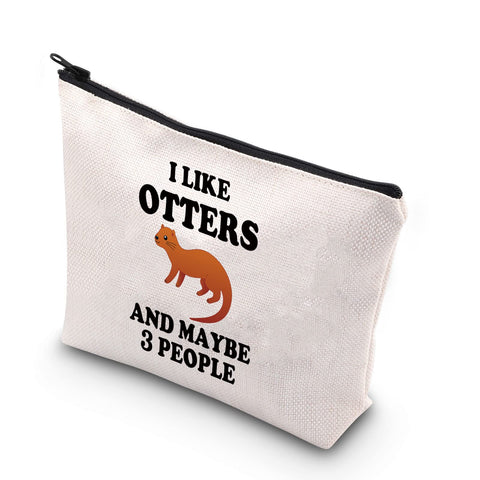 BDPWSS Otter Makeup Bag Funny Otter Lover Gift For Women Crazy Otter Lady Gift I Like Otters And Maybe 3 People Travel Pouch, I Like Otters, Waterproof