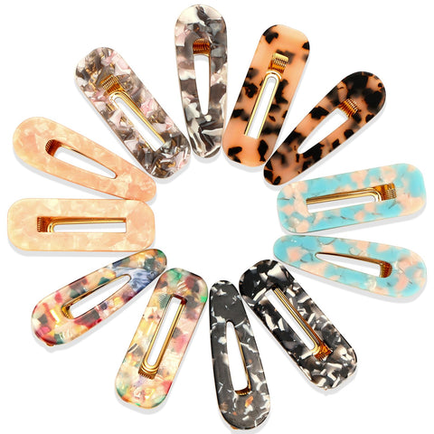 Cridoz 12 Pcs Acrylic Resin Hair Barrettes Hair Clips for Women Hair Accessories