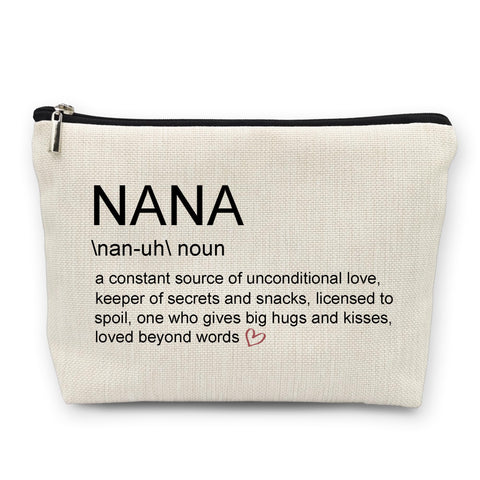 huester Nana Gifts Makeup Bag, Multi-purpose Travel Cosmetic Bag, Linen Zipper Pouch, Pattern/Designed, For Women, Makeup, Travel