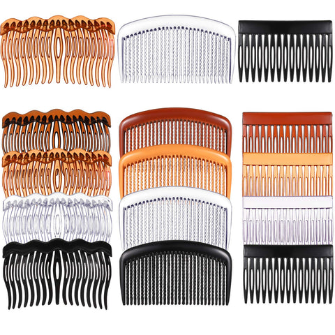 12 Pieces Plastic Side Hair Twist Comb French Twist Comb Hair Clips with Teeth for Fine Hair Accessories Women Girls, 4 Colors (15 Teeth, 17 Teeth, 29 Teeth) 1