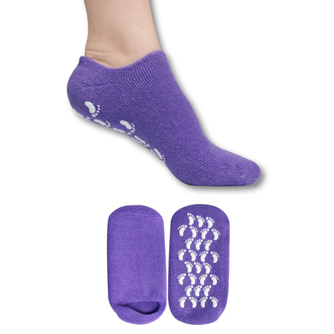 Comfort Gel Socks for Men and Women - Soft Spa Silicone Gel Infused Moisturizing Socks for Dry Cracked Heel Feet (Purple (1 Pair))
