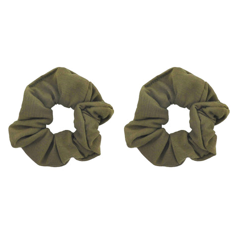 Set of 2 Solid Scrunchies - Olive Green by Motique Accessories