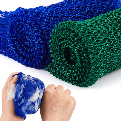 Shappy 2 Pcs African Net Sponge Exfoliating Net African Body Scrubber Bath Rag Washcloth Towel Shower Body Back Scrubber Skin Smoother for Daily Use or Stocking Stuffer(Blue, Green)