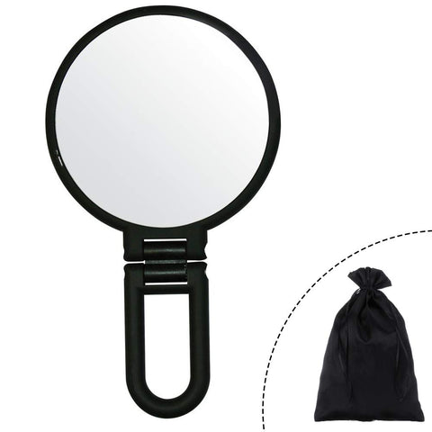 Aestivate Makeup Hand Mirror, Travel Handheld Mirror Double-Sided 360 Adjustable Cosmetic Hand Mirror Round Black