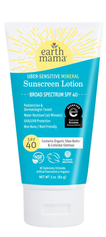 Kids - Spf 40: Earth Mama Kids Uber-Sensitive Mineral Sunscreen Lotion, Spf 40, 3-Ounce