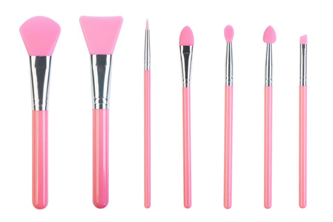 LORMAY 7 Pcs Silicone Makeup Brushes for Face Care, Eyeliner, Eyebrow, Eye Shadow, Lip Care, and UV Resin Epoxy Art Crafting (Pink)